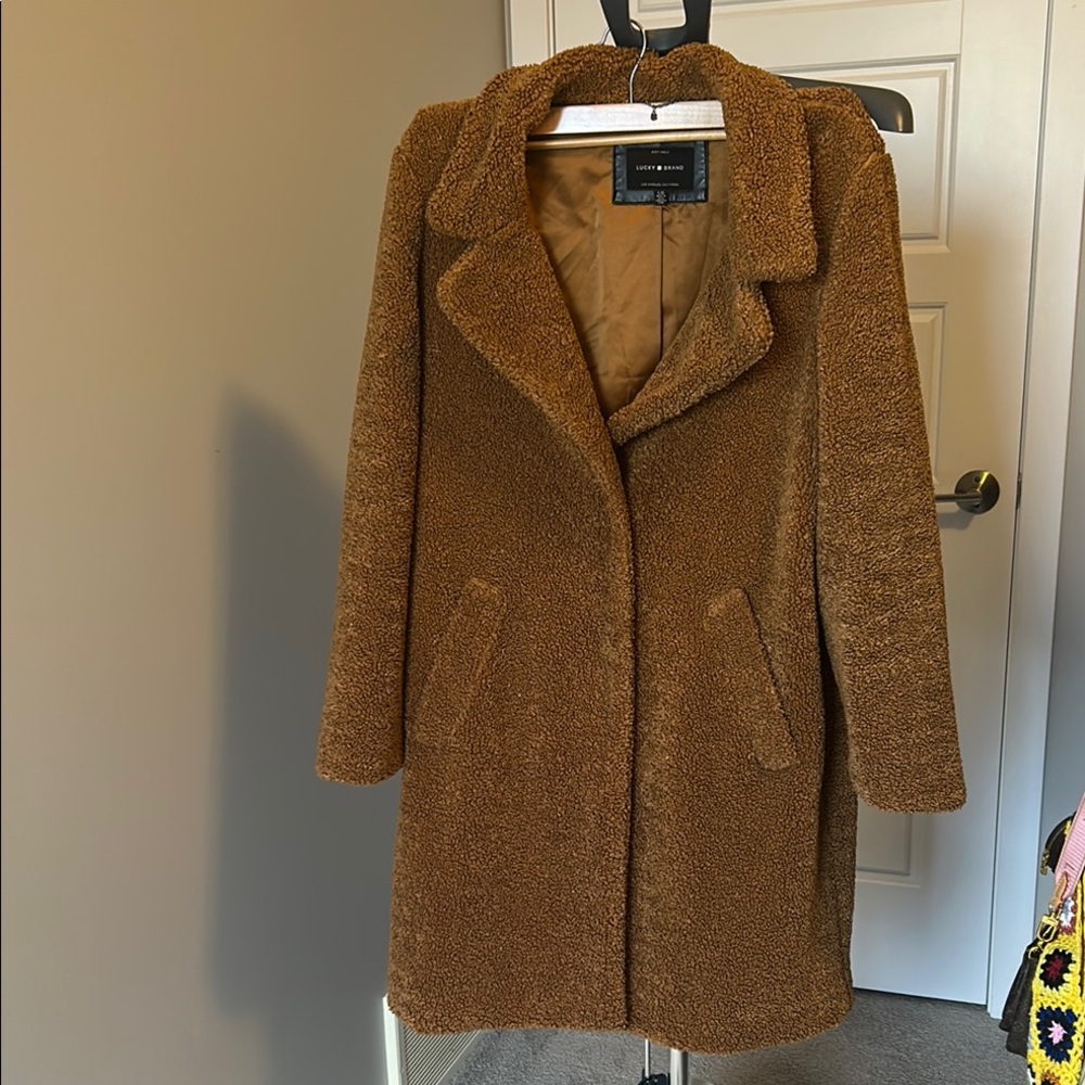 Lucky Brand Brown Teddy Jacket Cozy Oversized Fit - Picture 2 of 5